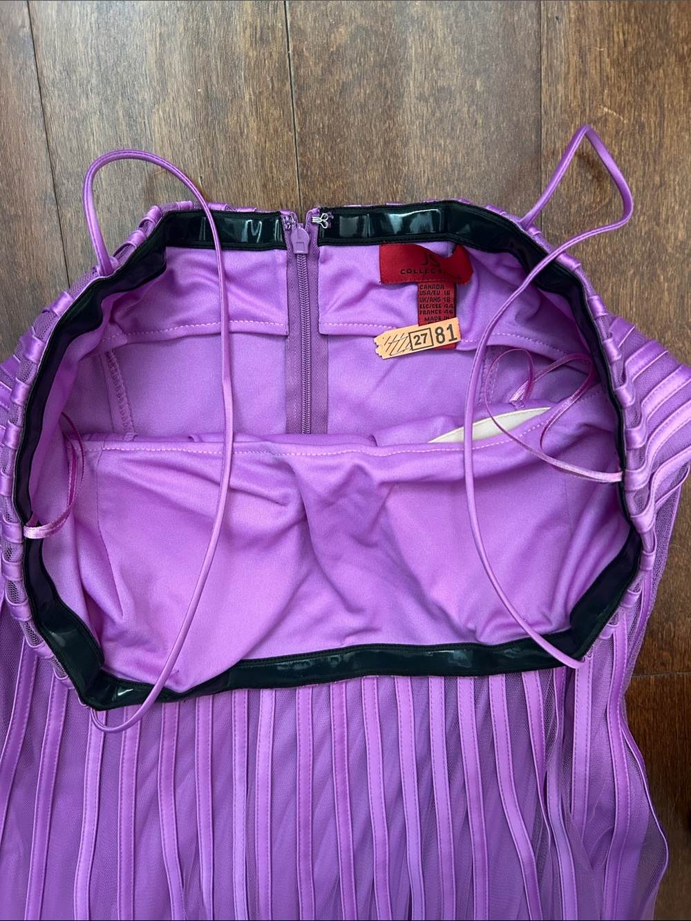JS Collections Midi Corset Style Purple Spaghetti-Strap Tulle Dress, Size 16 - Picture 4 of 16